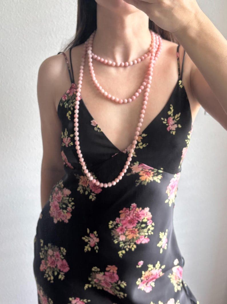 Pink Opal Necklace, 3-Strand, Sterling Silver Clasp, Hand-Knotted